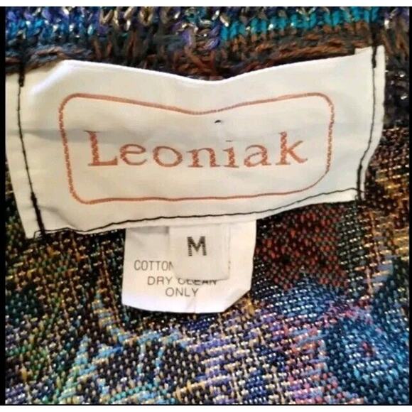 LEONIAK Vintage Sparkle Tapestry Paisley Open Sweater Jacket Top Cardigan Medium - Picture 4 of 9